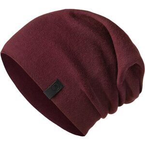 Unisex Wine 100% Cotton Winter Skull Pull on Knit Warm Slouchy Baggy Beanie Cap